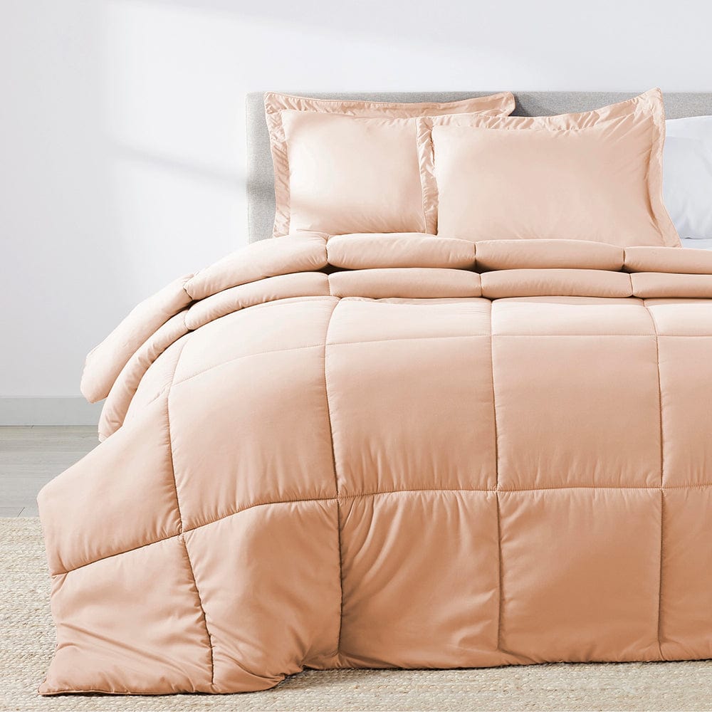 Solid Silver Pink Twin Comforter - Oversized Twin XL Bedding