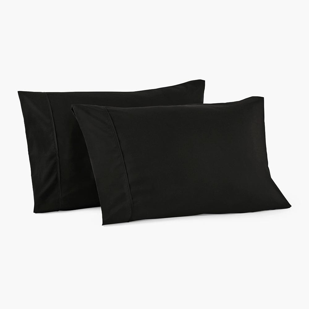PeachSkinSheets Night Sweats: The Original 1500tc Soft Standard Pillowcase Set Midnight Black