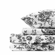 Midnight Black Floral Toile Sheet Set - PRESALE EVENT