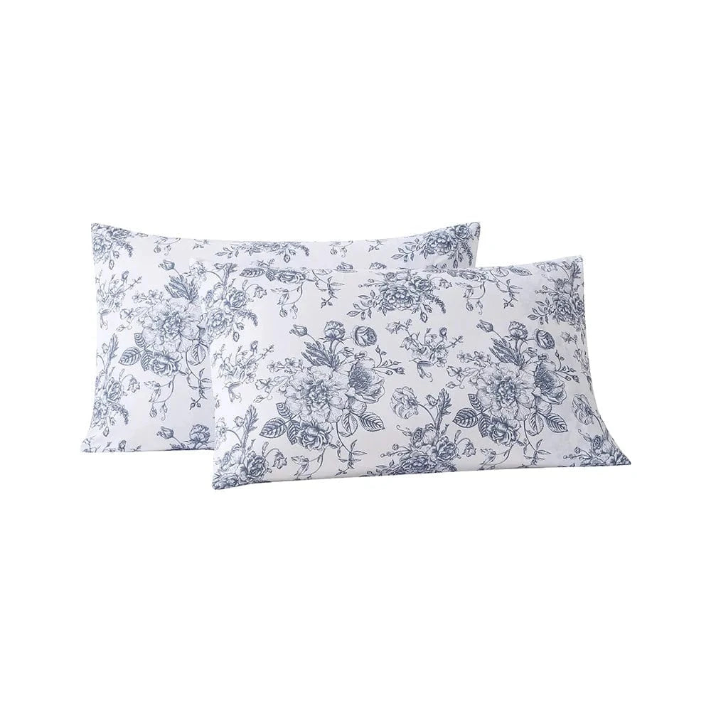 French Blue Floral Toile Pillowcase Set - Preorder Ships January