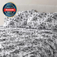 Midnight Black Floral Toile Sheet Set - PRESALE EVENT