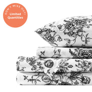 Midnight Black Floral Toile Sheet Set - PRESALE EVENT