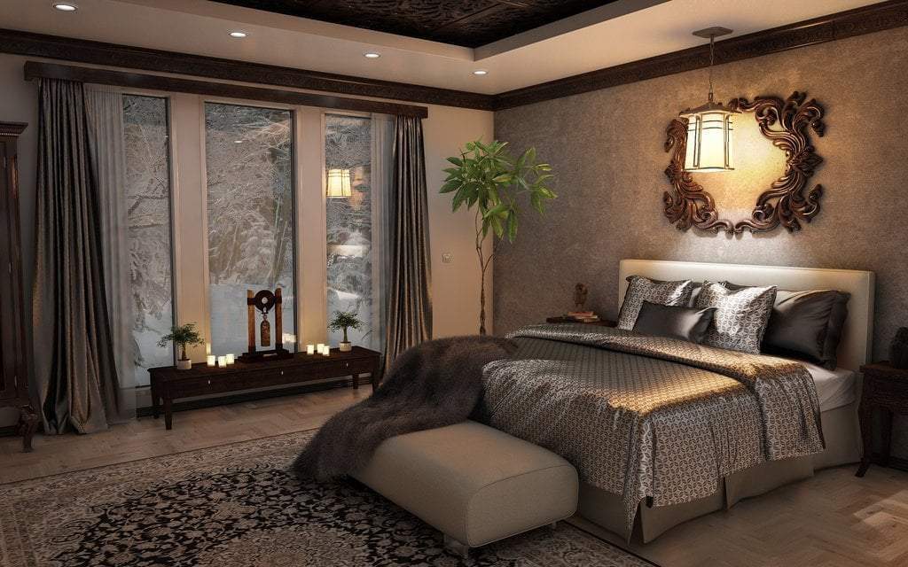 A cozy bedroom in the winter.