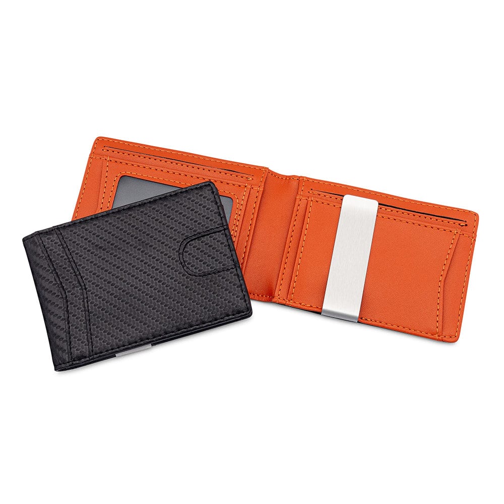PeachPerfect Traditional Leather Bifold Wallet with Money Clip