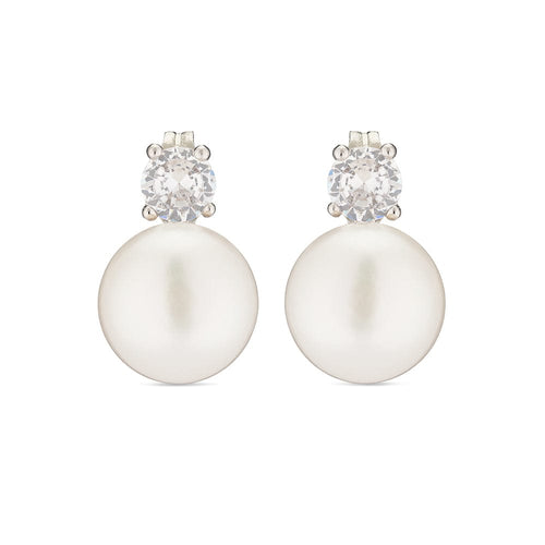 Pretty As A Peach Classic Freshwater Pearl and CZ Drop Earrings alternate