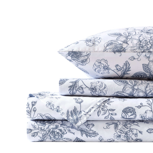 French Blue Floral Toile Sheet Set - PRESALE EVENT
