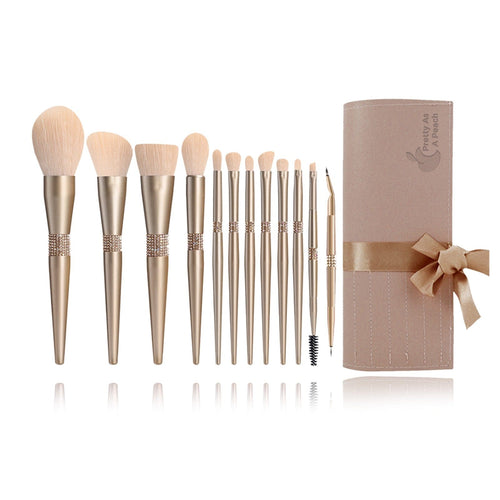 Pretty As A Peach 12pc Bling Makeup Brush Set - (Gold)