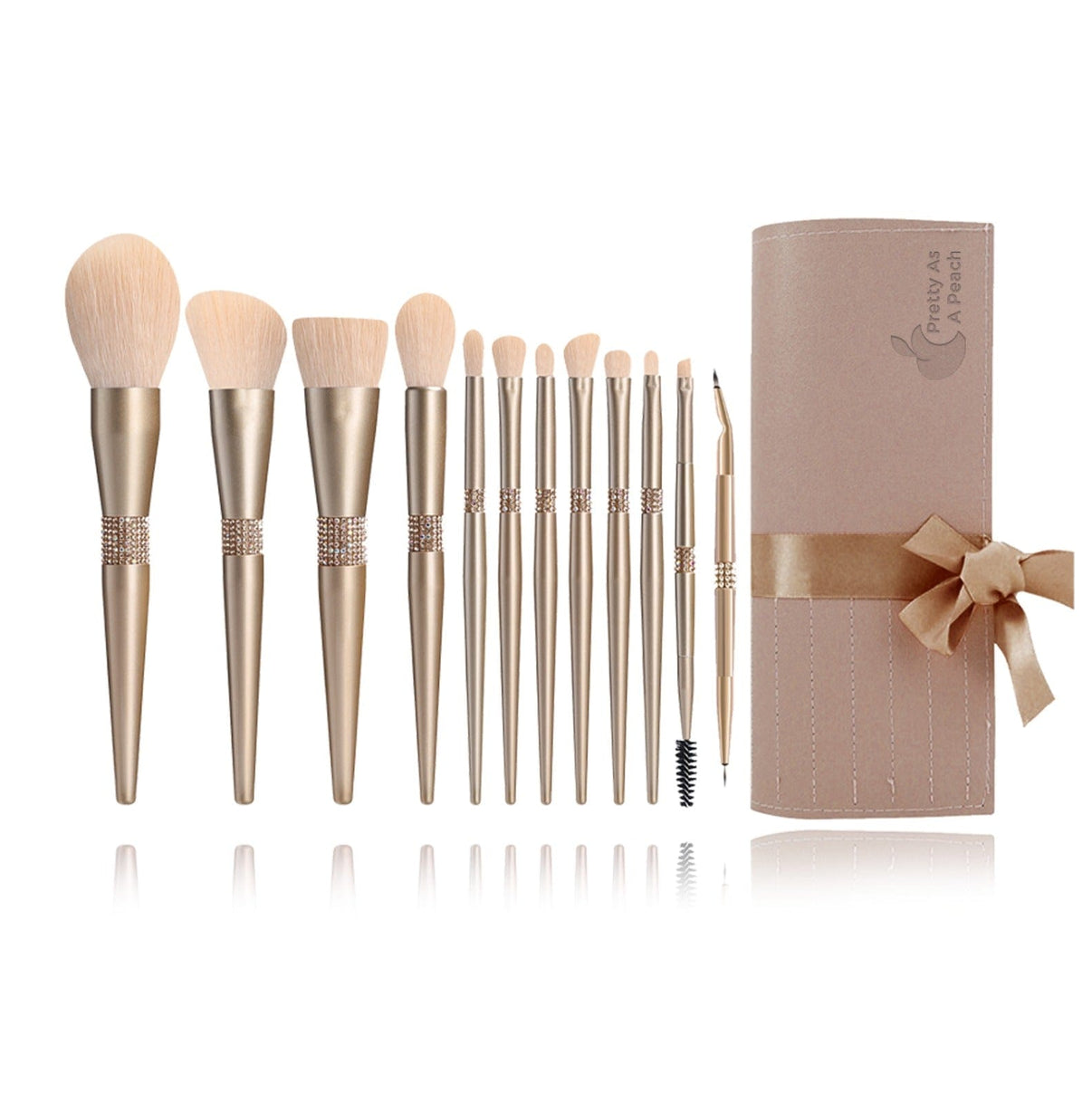 Pretty As A Peach 12pc Bling Makeup Brush Set - Gold or Silver