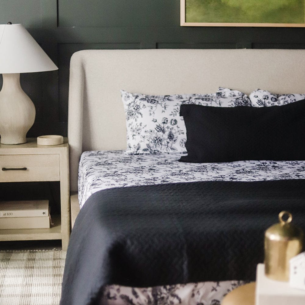 Midnight Black Floral Toile Sheet Set – The Original PeachSkinSheets®