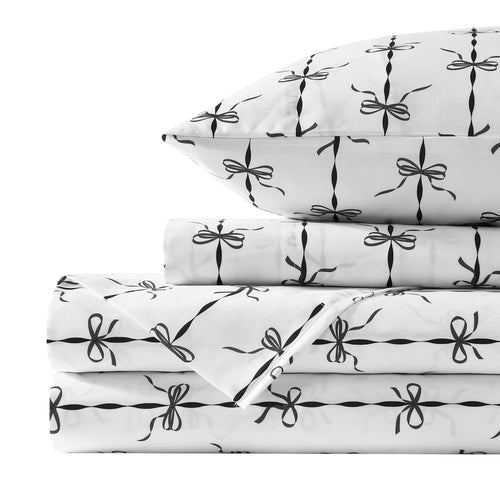 Midnight Black Ribbons and Bows Sheet Set - PRESALE EVENT