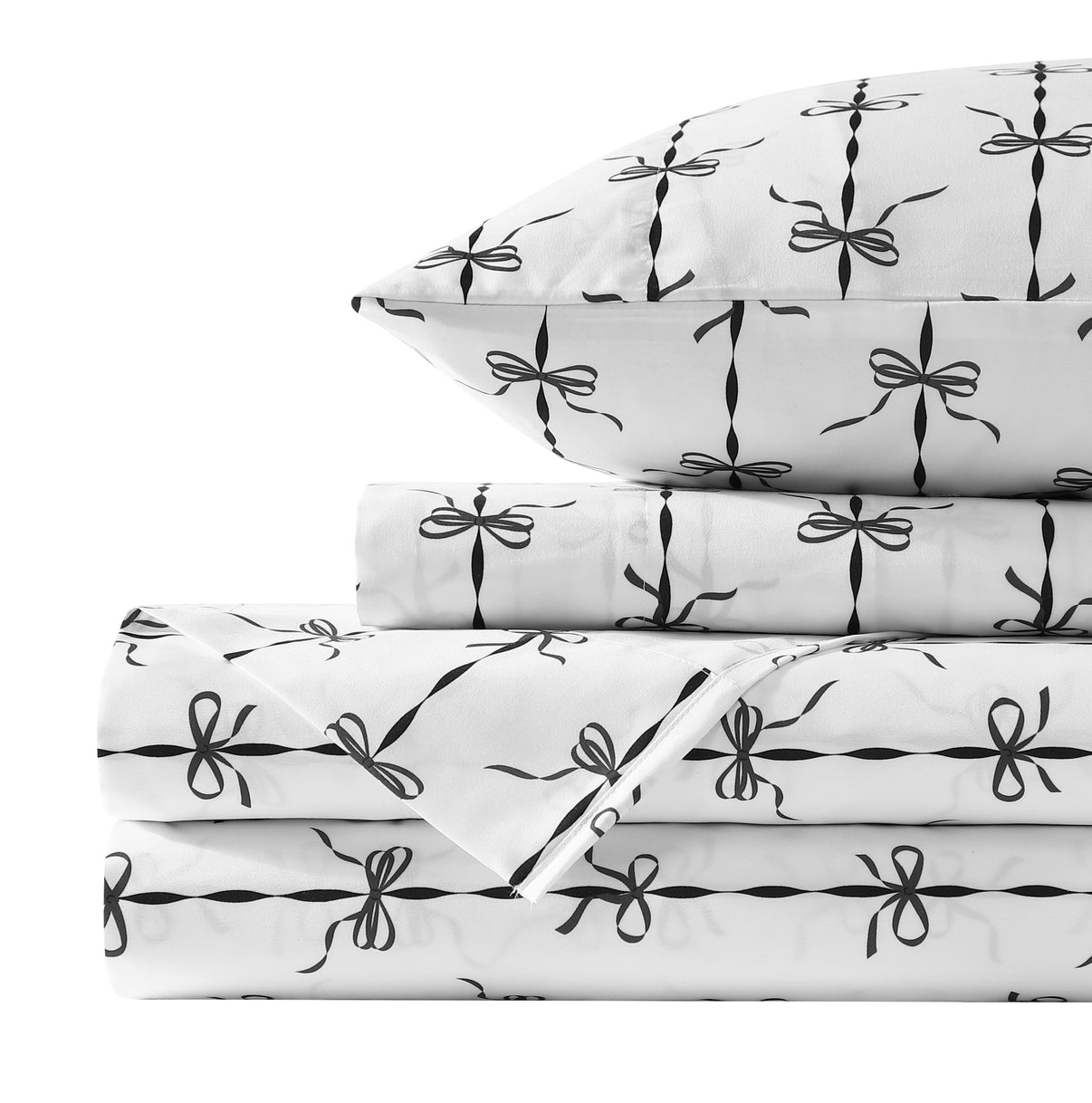 Midnight Black Ribbons and Bows Sheet Set - PRESALE EVENT