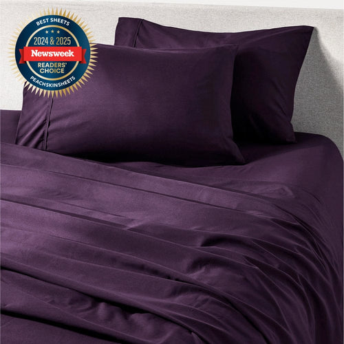 Empyrean Bedding 21" Extra Deep Pocket Fitted Sheet – King Size Eggplant – Ultra Soft With Corner Straps