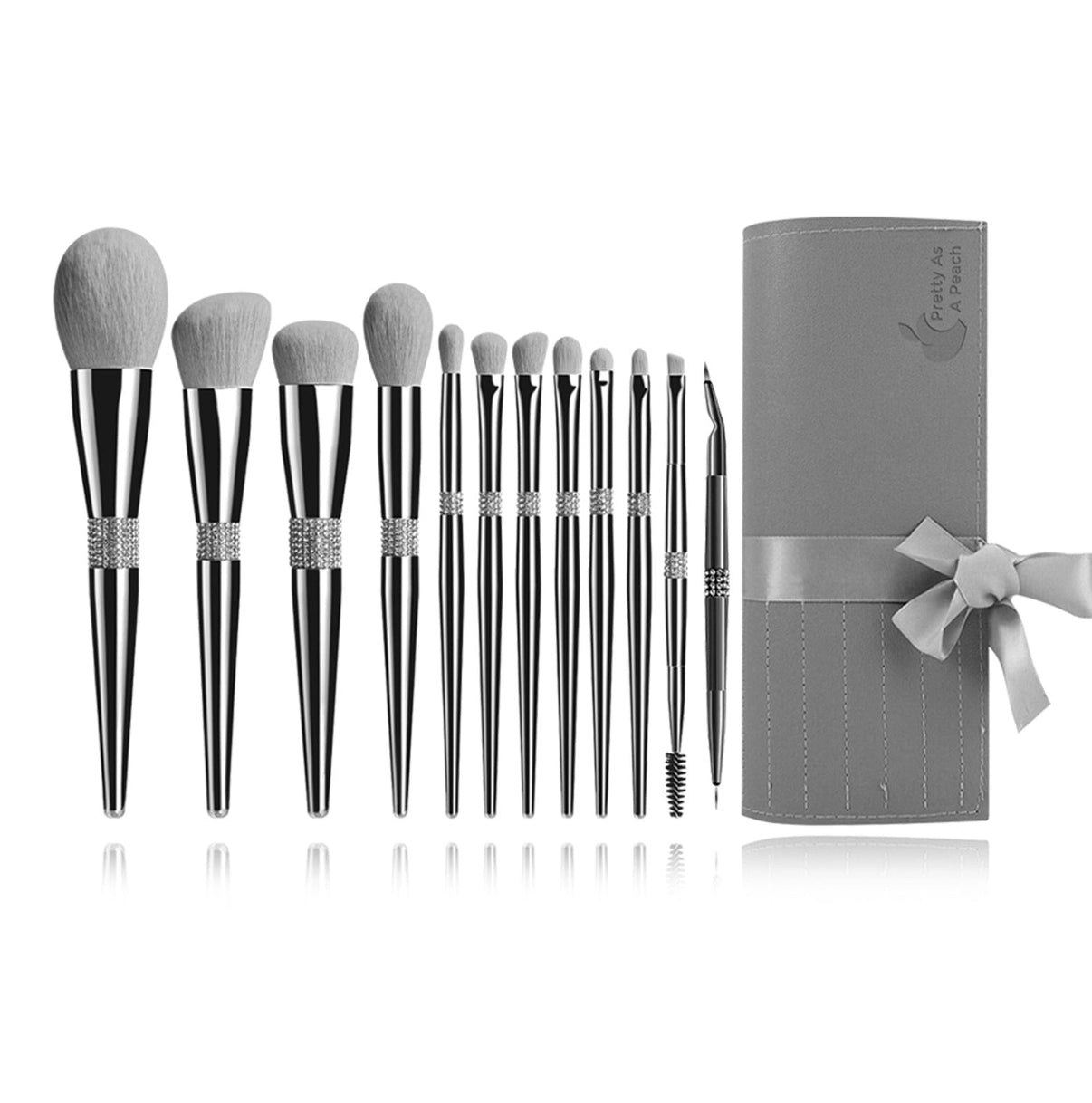 Pretty As A Peach 12pc Bling Makeup Brush Set - Gold or Silver