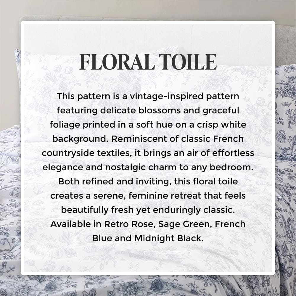 French Blue Floral Toile Sheet Set - PRESALE EVENT