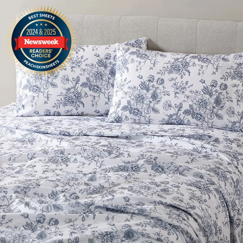 French Blue Floral Toile Sheet Set - PRESALE EVENT alternate