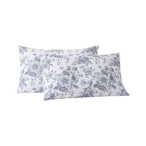 French Blue Floral Toile Pillowcase Set - Preorder Ships January