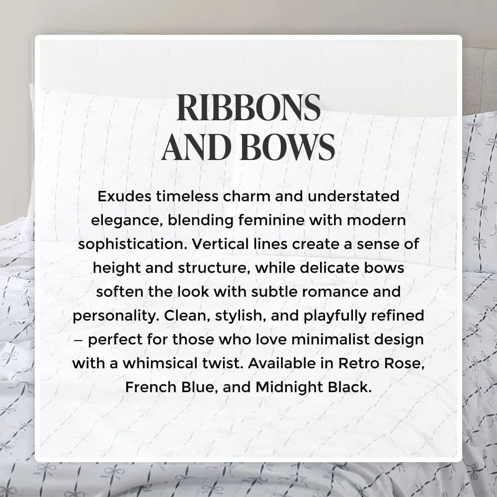 French Blue Ribbons and Bows Sheet Set – The Original PeachSkinSheets®