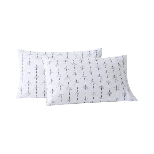 French Blue Ribbons and Bows Pillowcase Set - Preorder Ships January