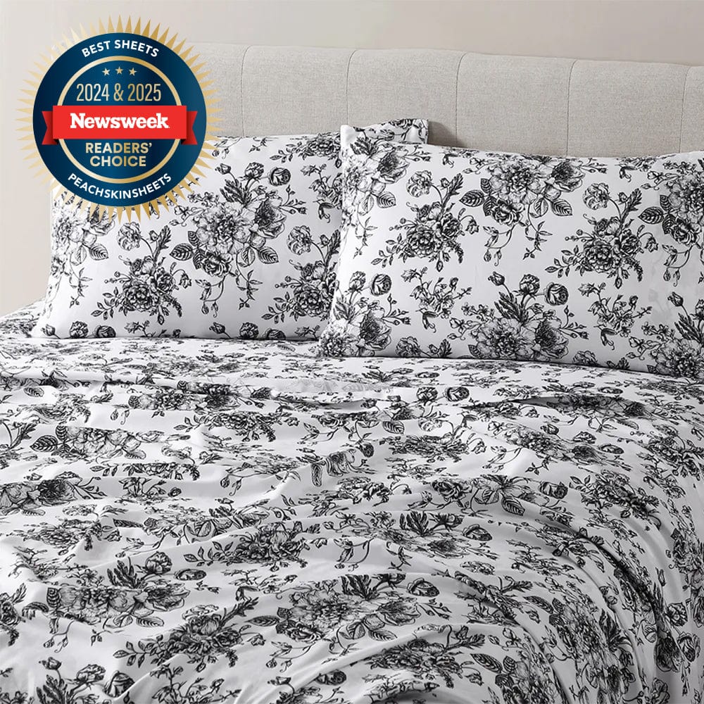 Midnight Black Floral Toile Sheet Set - PRESALE EVENT
