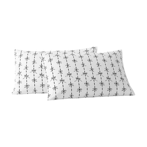 Midnight Black Ribbons and Bows Pillowcase Set - Preorder Ships January