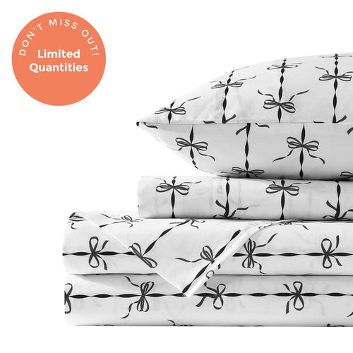 Midnight Black Ribbons and Bows Sheet Set - PRESALE EVENT