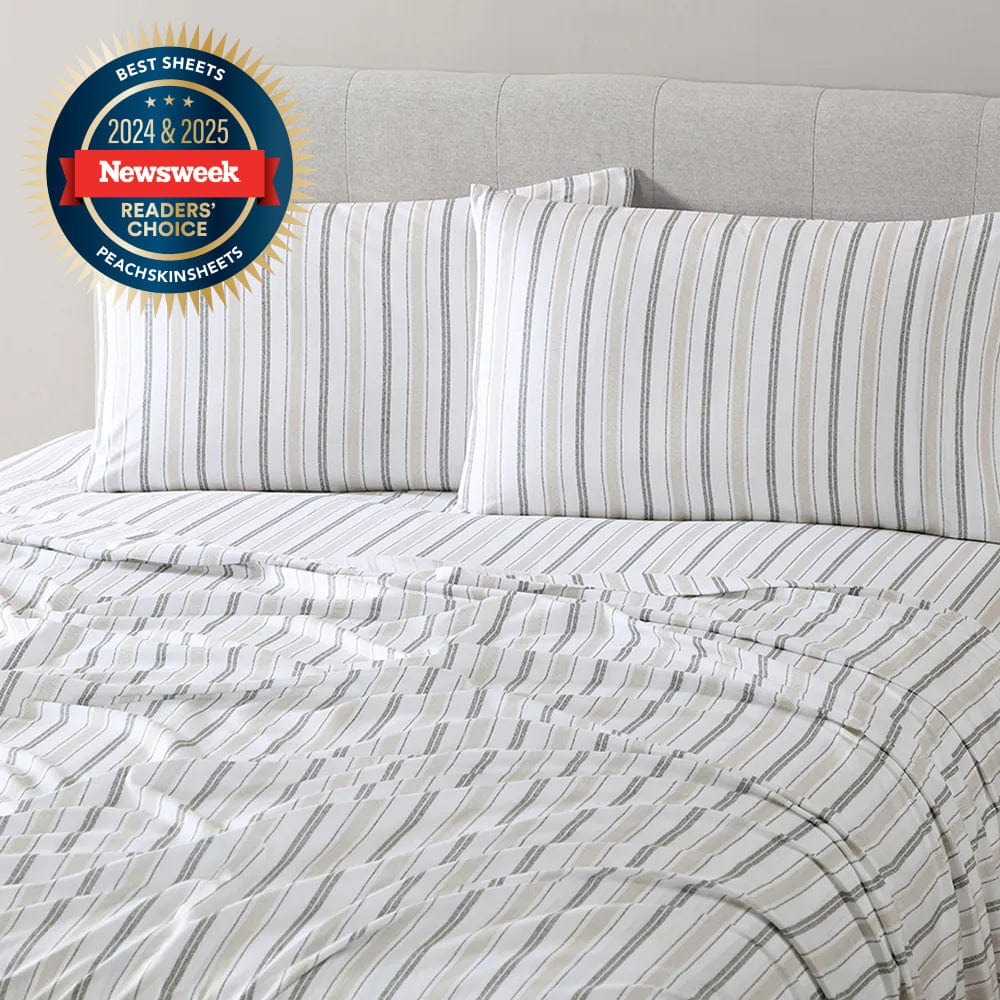 Striped Pattern Sheet Set Neutral Twill Stripe Sheet Set – The Original PeachSkinSheets®