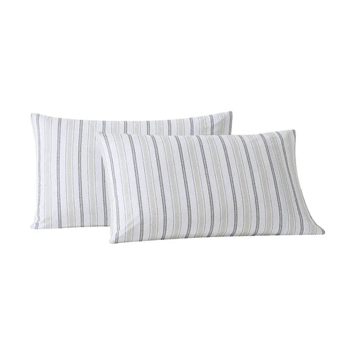 Neutral Twill Stripe Pillowcase Set - Preorder Ships January