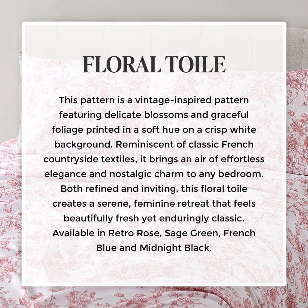Retro Rose Floral Toile Sheet Set – The Original PeachSkinSheets®