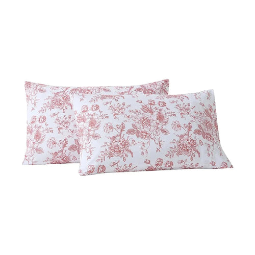 Retro Rose Floral Toile Pillowcase Set - Preorder Ships January