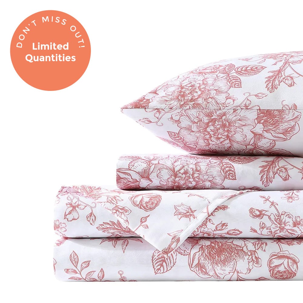 Retro Rose Floral Toile Sheet Set – The Original PeachSkinSheets®
