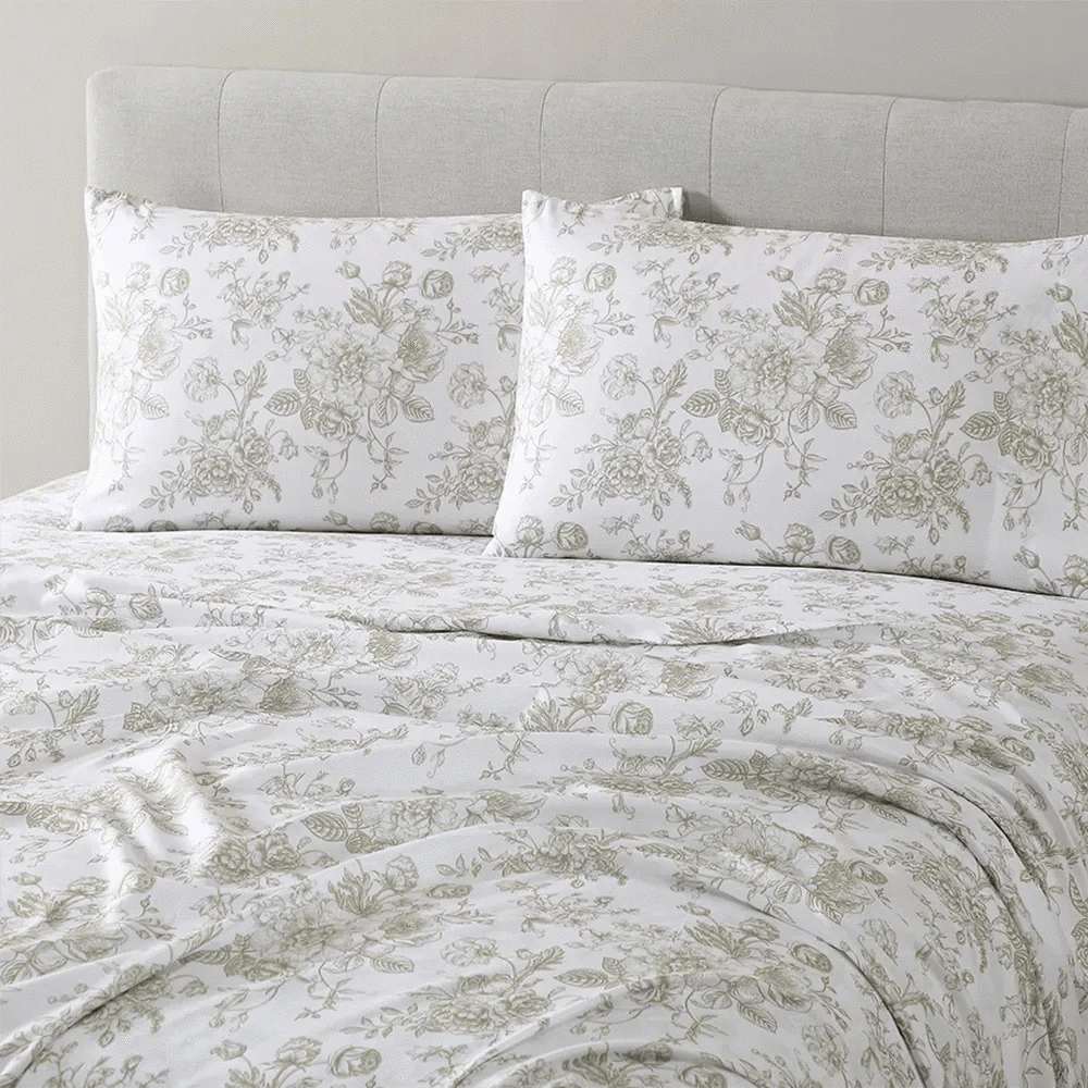 Sage Green Floral Toile Sheet Set - PRESALE EVENT