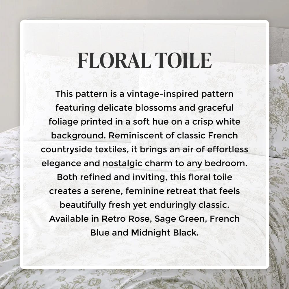 Sage Green Floral Toile Sheet Set - PRESALE EVENT