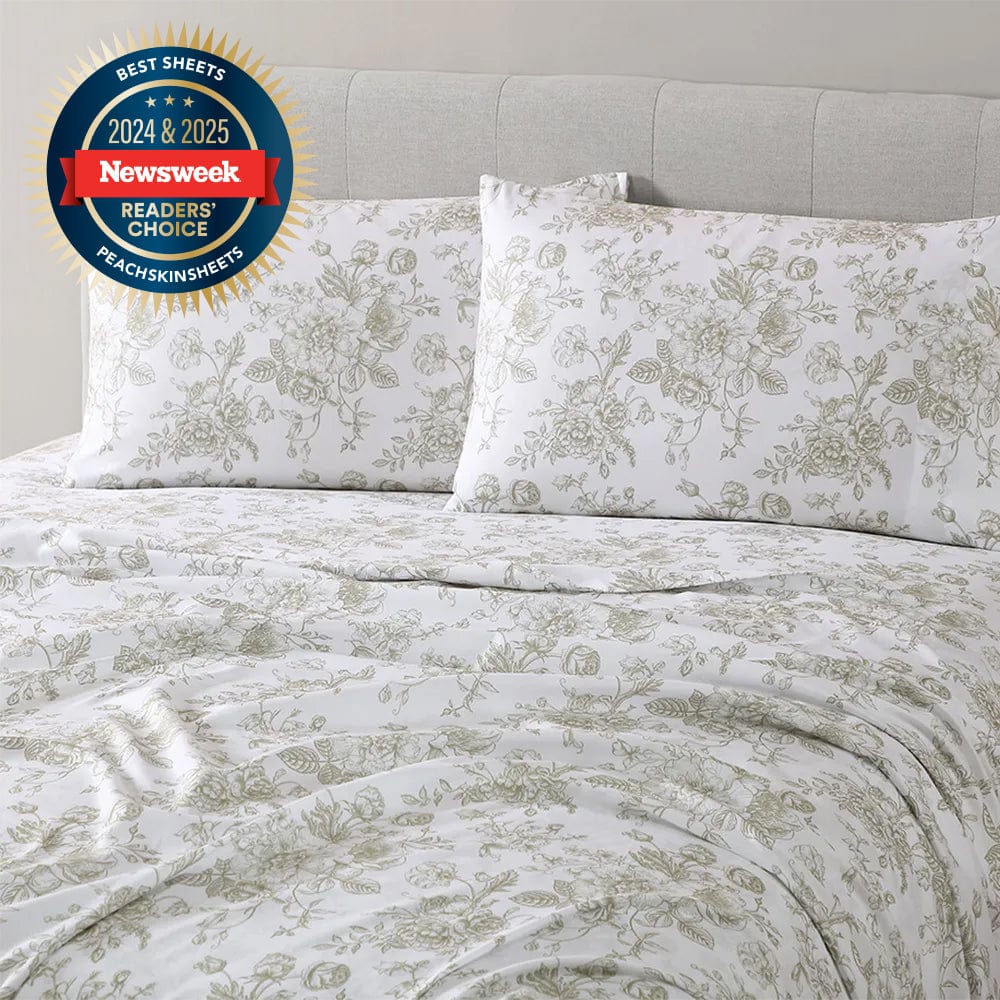 Sage Green Floral Toile Sheet Set – The Original PeachSkinSheets®
