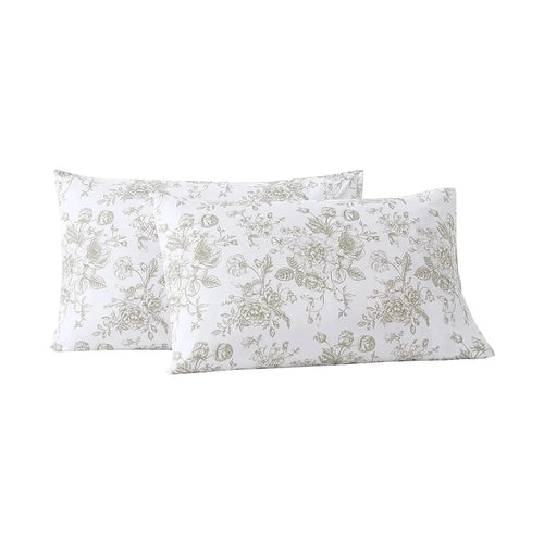 Sage Green Floral Toile Pillowcase Set - Preorder Ships January