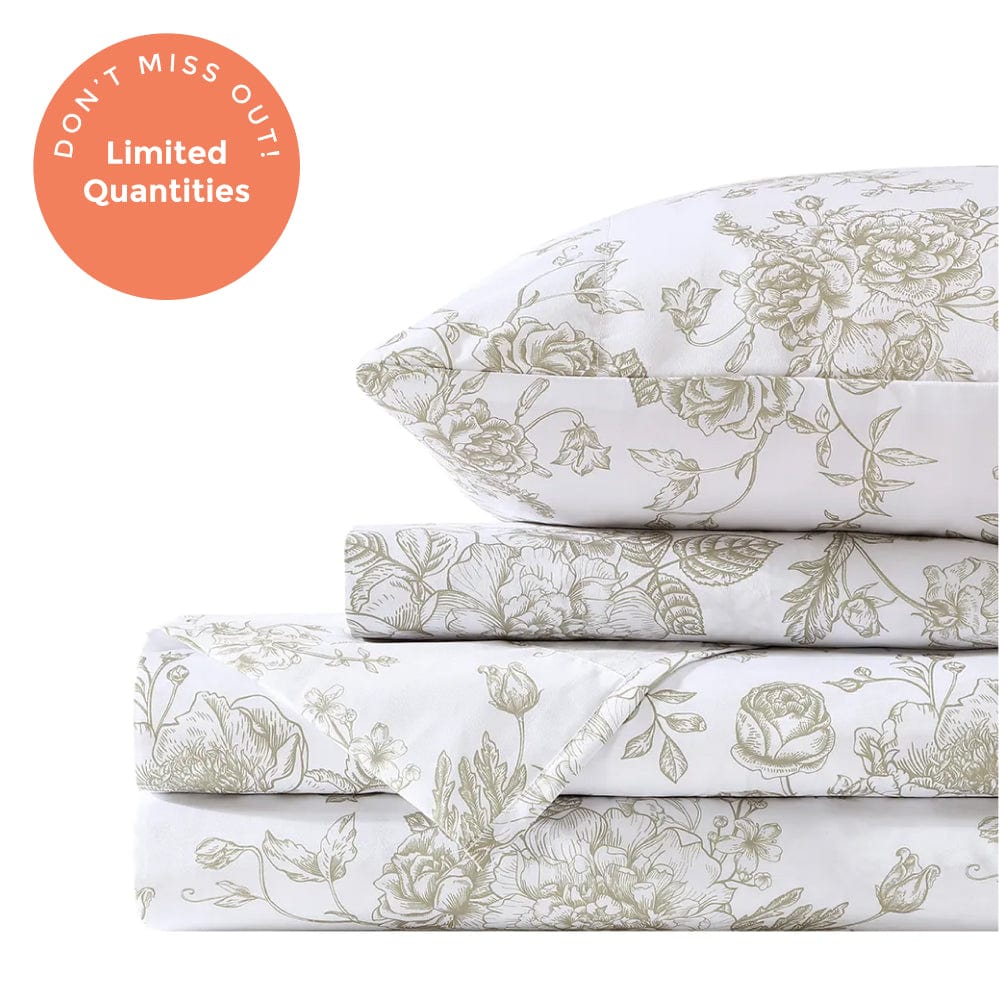 Sage Green Floral Toile Sheet Set - PRESALE EVENT