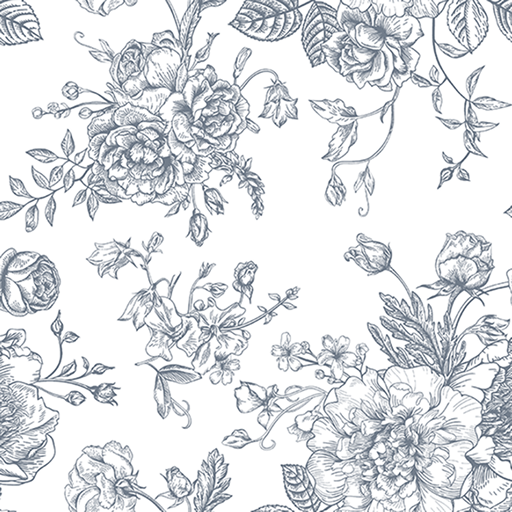 French Blue Floral Toile